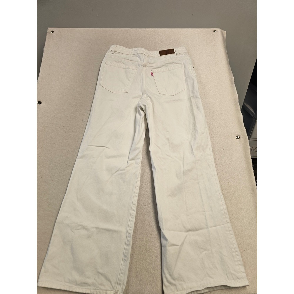 Pink Victoria's Secret White‎ Wide Leg High Rise Denim Jeans Size 10